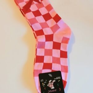 Breast Cancer Awareness Pink Plaid Socks